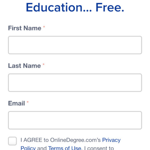 Online Degree Mobile Website Screenshot
