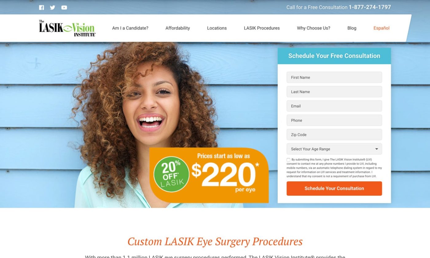The LASIK Vision Institute Website Screenshot